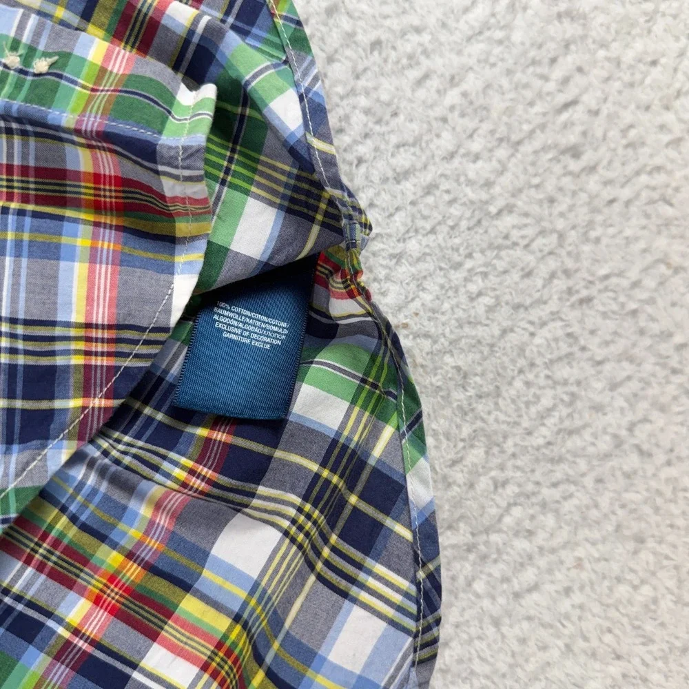 Ralph Lauren Kids Button Down Shirt Plaid Short Sleeve Size 4 4T Church Dressy